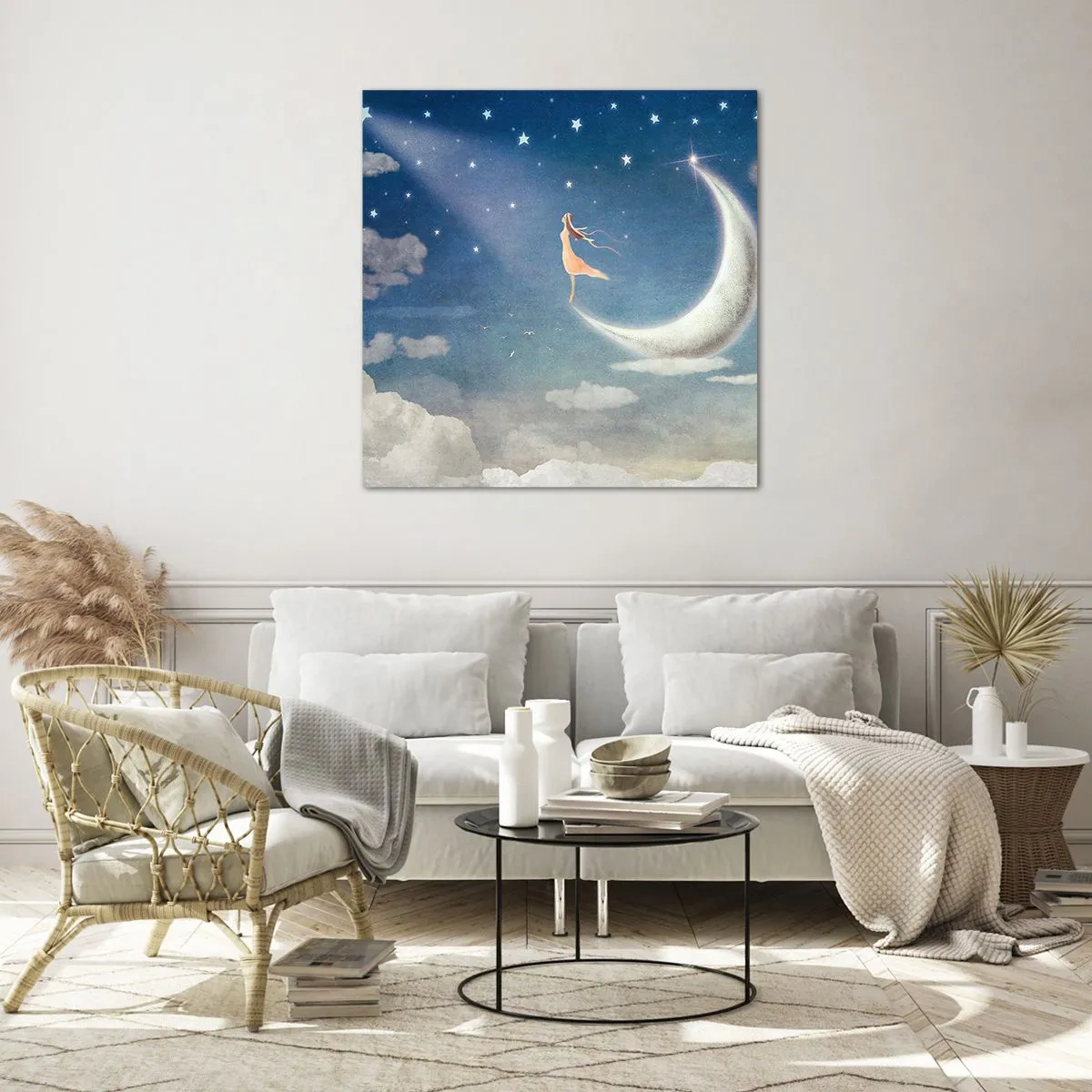 Quadro em vidro - O encanto azul - 70x70 cm