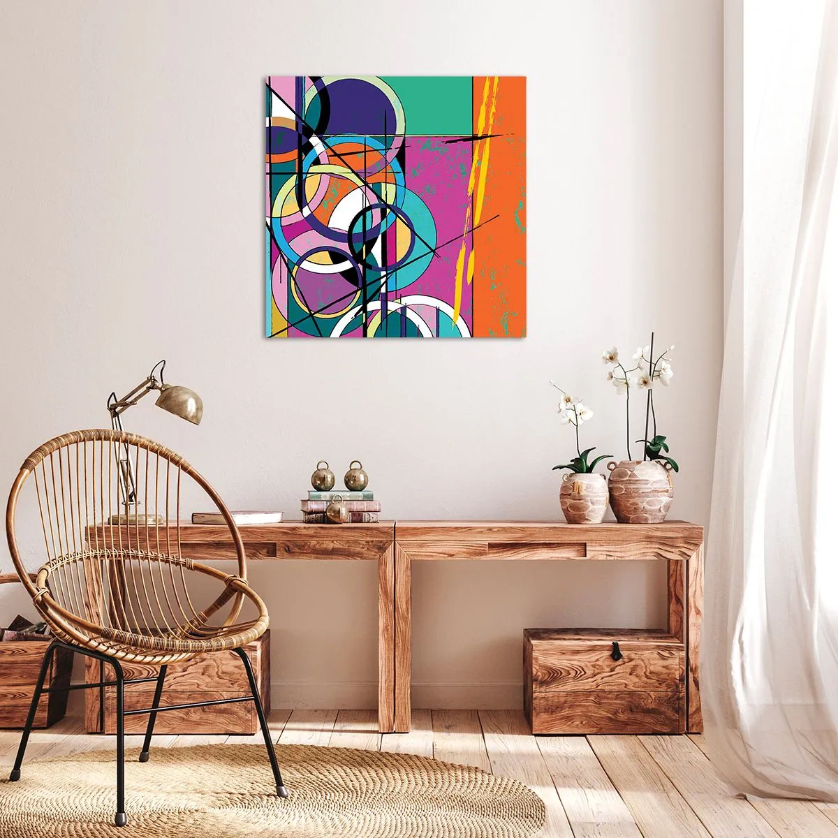 Quadro em tela - Círculo entre círculos - 30x30 cm
