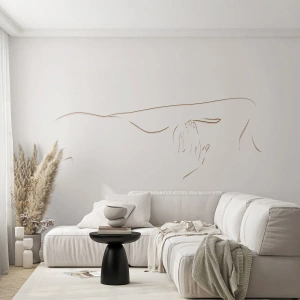 Papel de Parede Standard Eco - Um desenho minimalista de um corpo feminino em um fundo claro. - 100x70cm - A forma do desejo - Decoração de parede moderna para a sala de estar e quarto ARTTOR