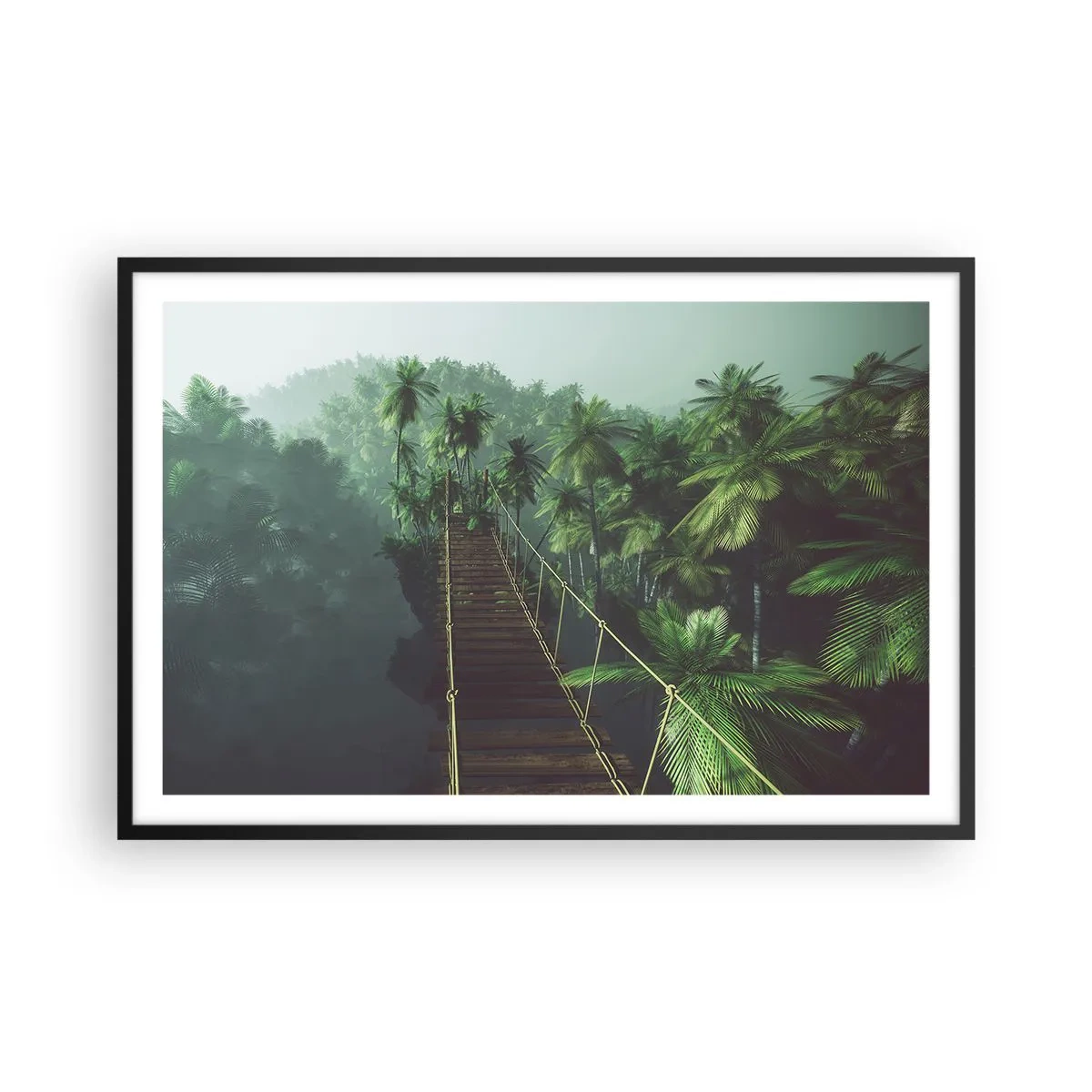 Pôster com moldura preta - Sobre o verde fervente - 91x61 cm