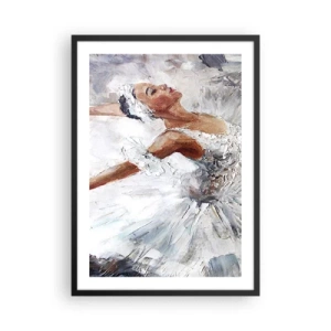 Pôster com moldura preta - Uma bailarina com uma roupa branca de estilo pictórico - 50x70cm - Delicado e leve como tule - Decoração de parede moderna para a sala de estar e quarto ARTTOR