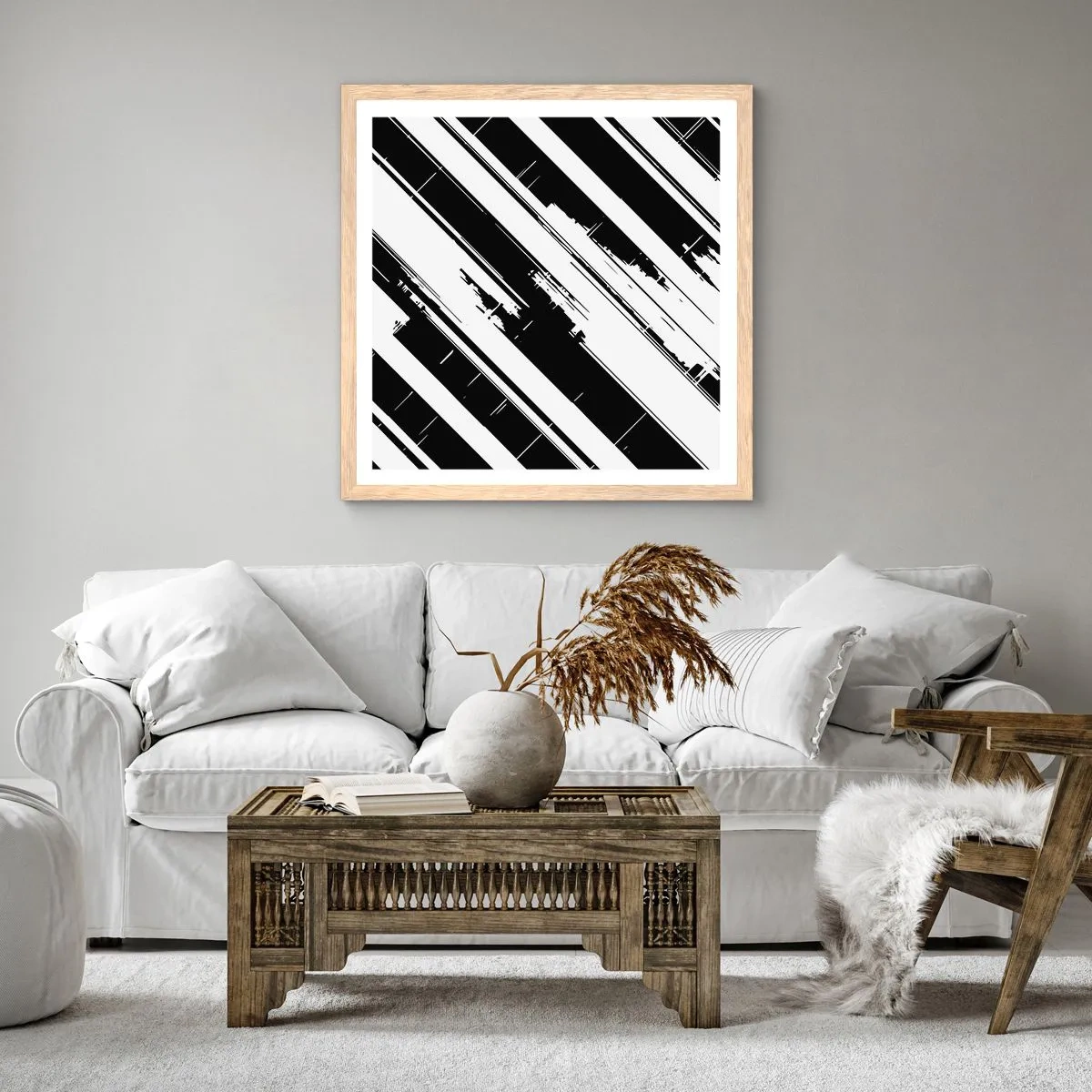 Pôster com moldura de carvalho claro - Uma composição intensa e dinâmica - 50x50 cm