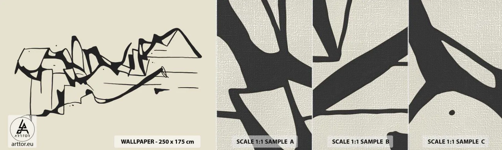 Amostra de papel de parede Premium Canvas - Talvez uma paisagem - Minimalismo, Pedaço, Linha - 100x30 cm