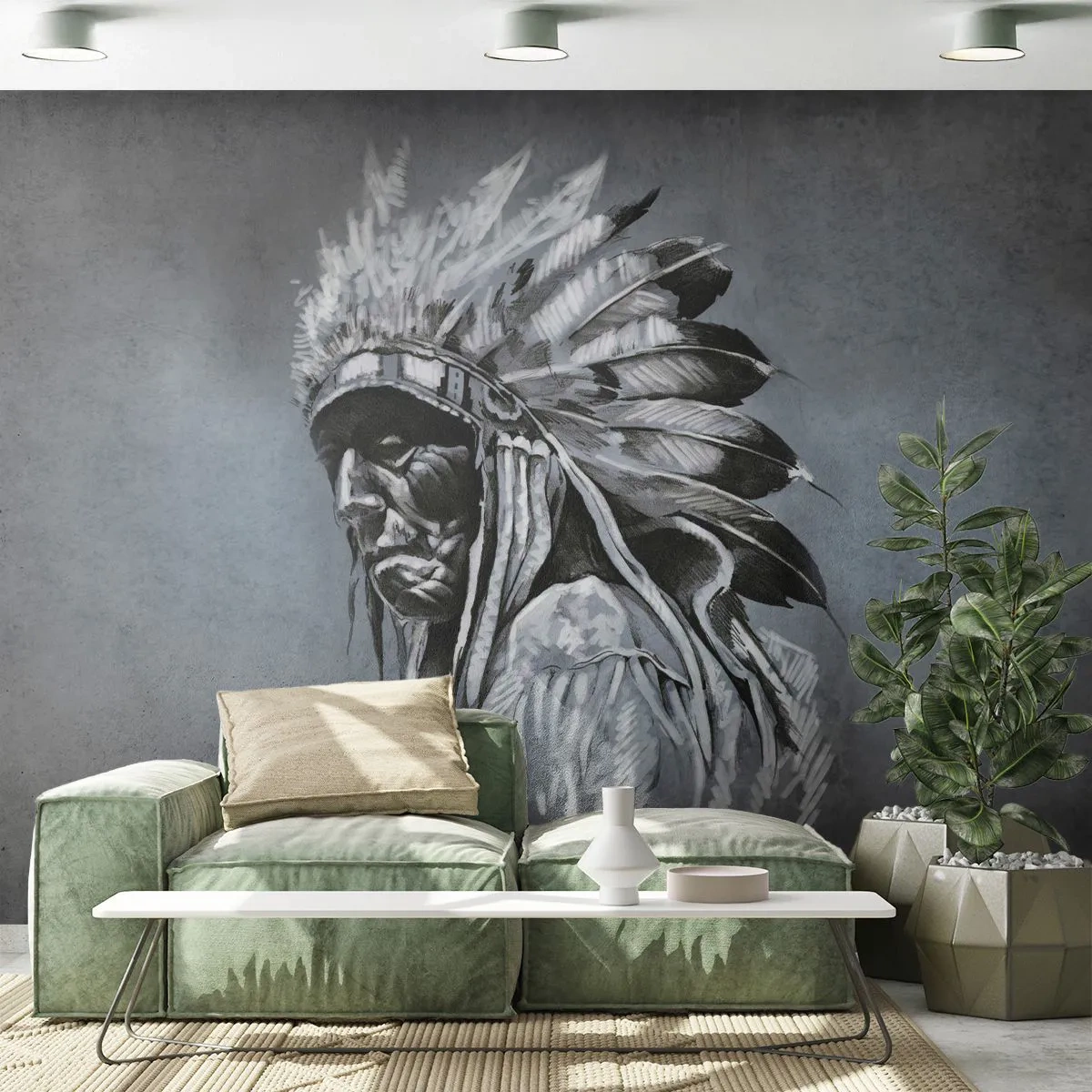 Papel de Parede Premium Sand - De volta às raízes - indiano, Pluma, Homem - 100x70 cm