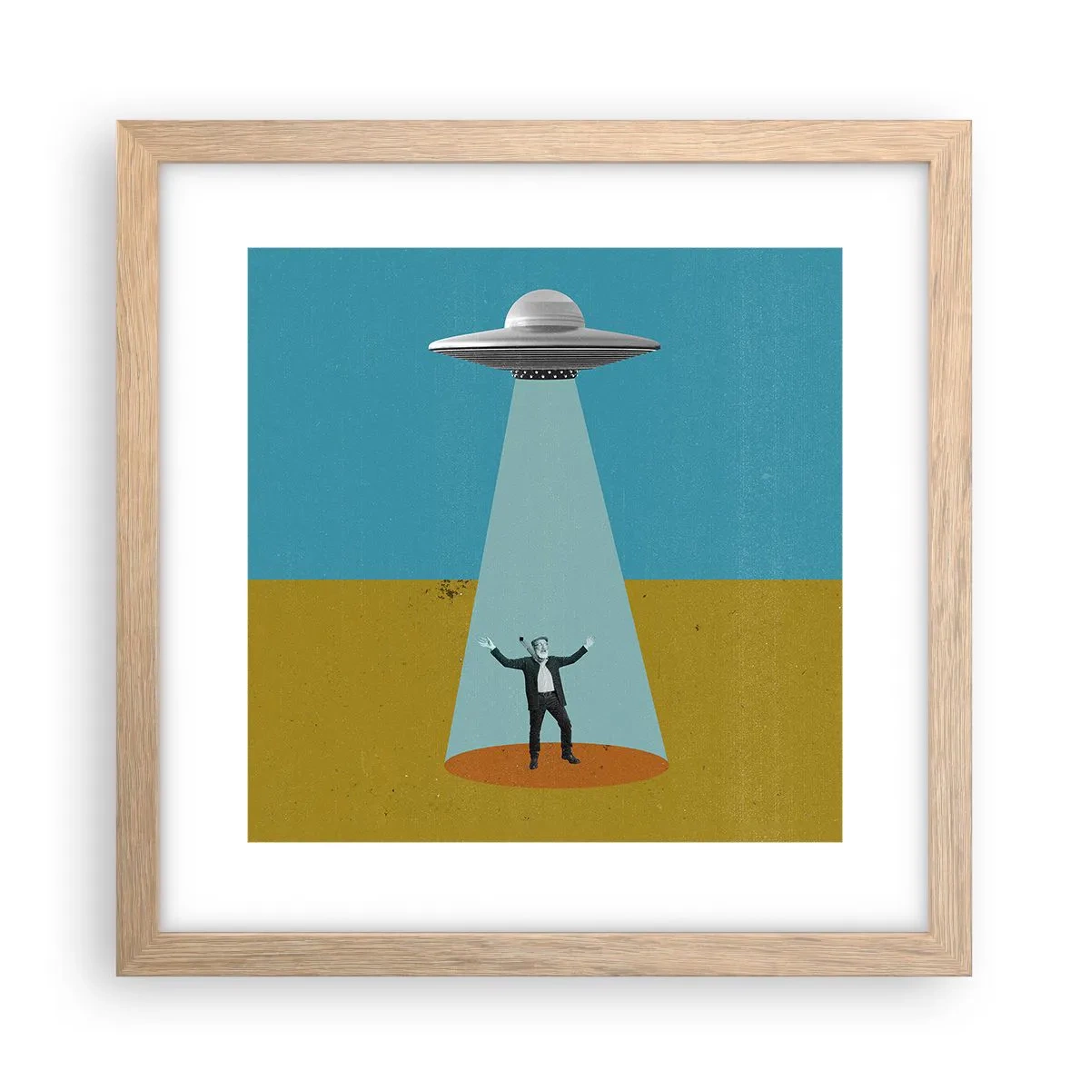 Pôster com moldura de carvalho claro - Encontro próximo - 30x30 cm