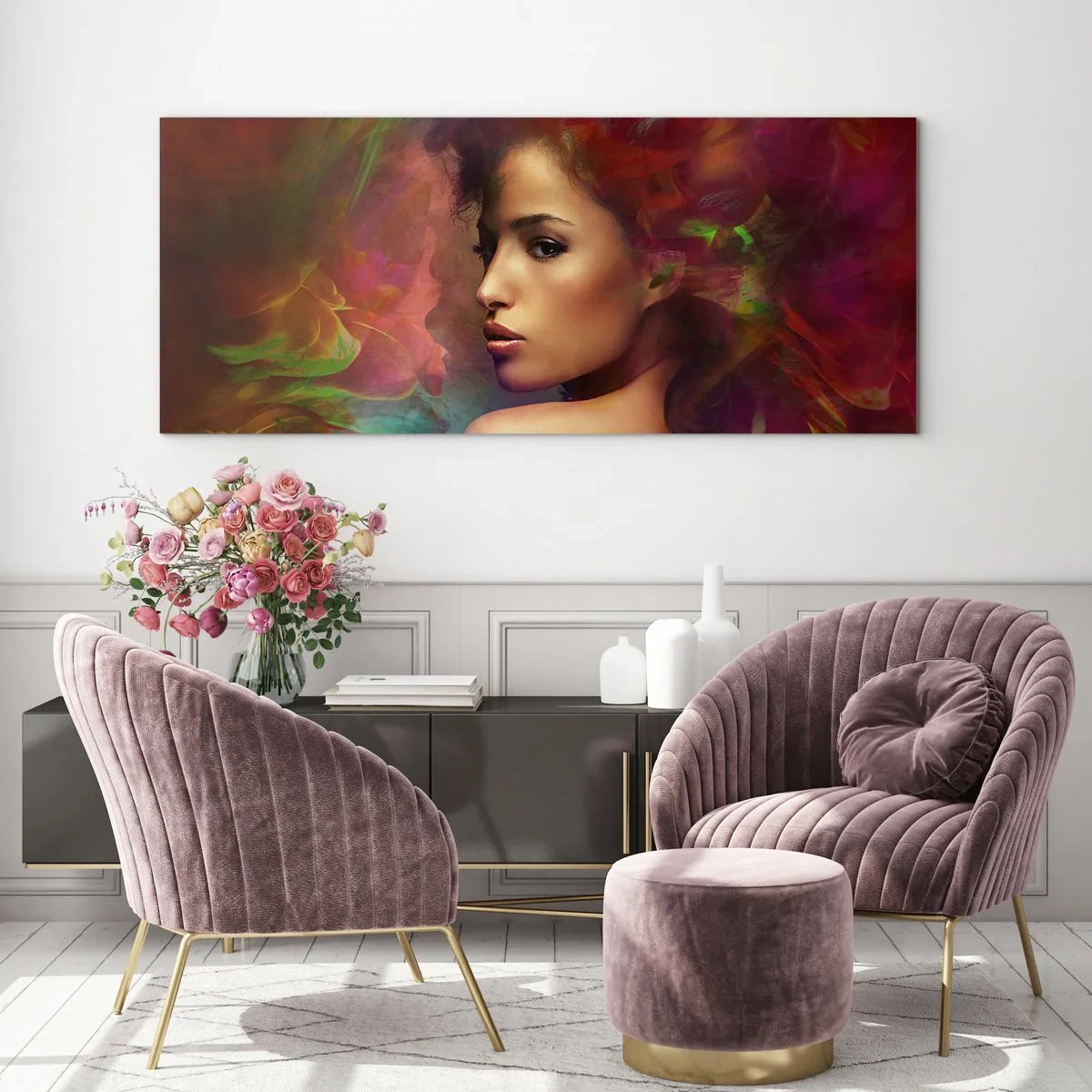 Quadro em vidro - Mais bonito do que um arco-íris, tão delicado como um nevoeiro - 160x50 cm