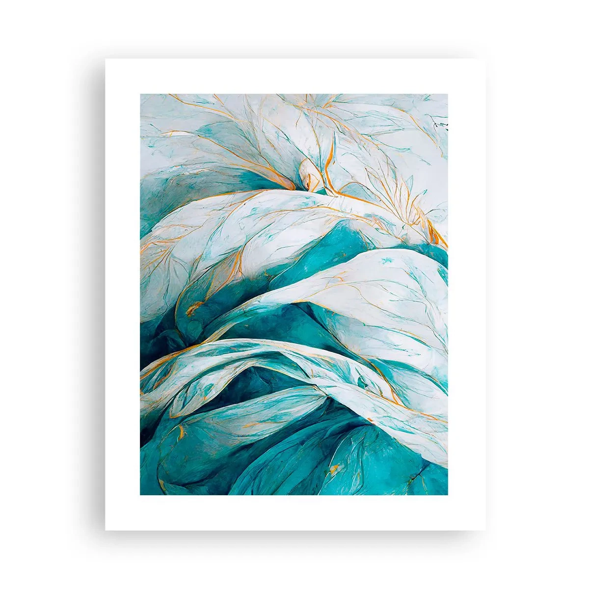Pôster - Abstração azul com lema dourado - 40x50 cm
