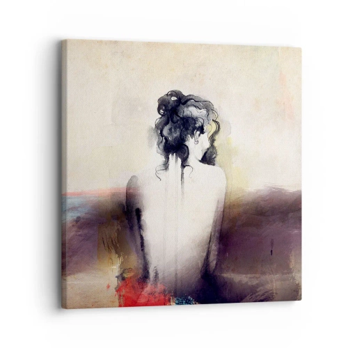 Quadro em tela - Linhas suaves, formas ovais - 30x30 cm