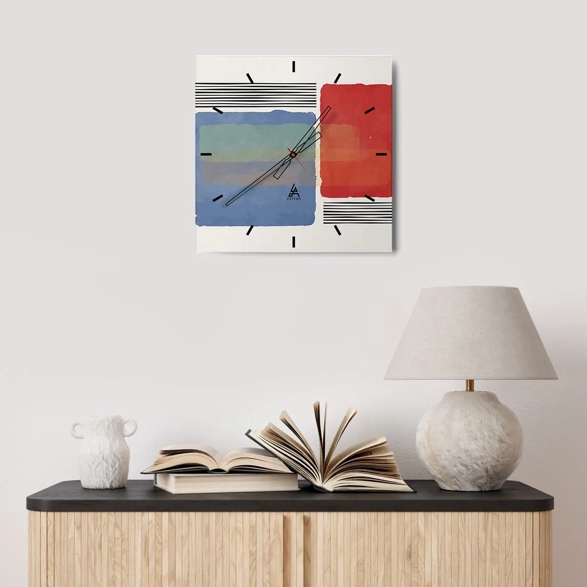 Relógio de parede - Relógio em vidro - A alma da geometria - 40x40 cm