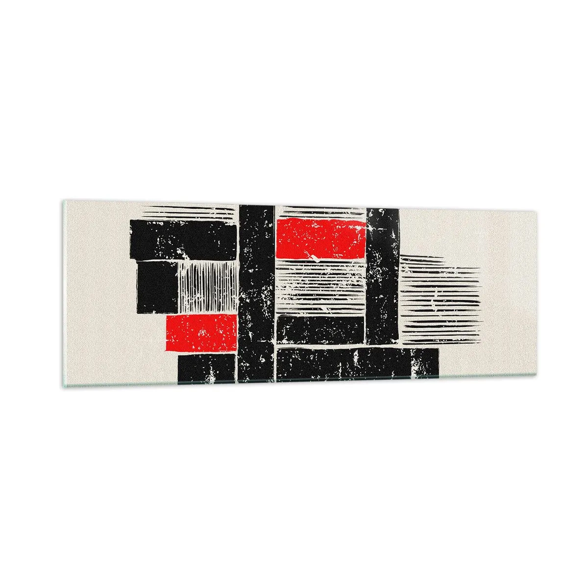 Quadro em vidro - Vermelho e preto - 90x30 cm