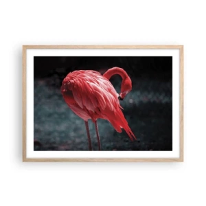 Pôster com moldura de carvalho claro - Poema carmesim da natureza - 70x50 cm