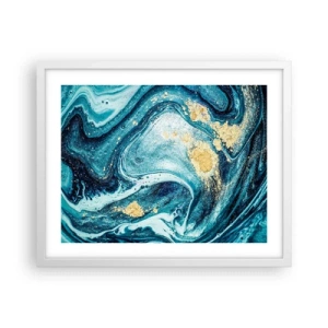 Pôster em moldura branca - Redemoinho azul - 50x40 cm