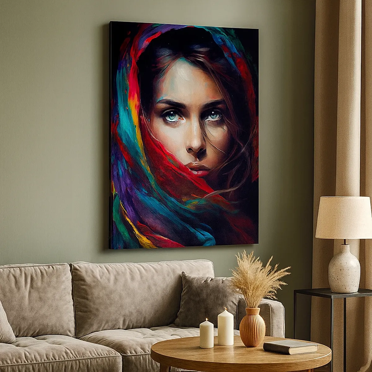 Quadro em tela - Mistério de olhos verdes - 50x70 cm