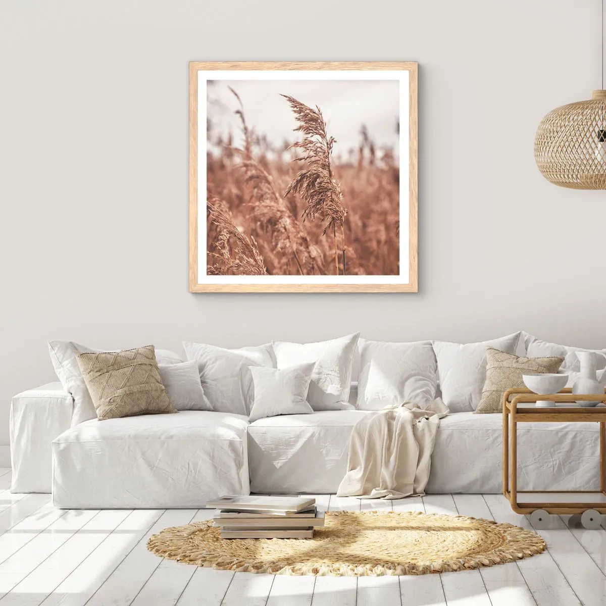 Pôster com moldura de carvalho claro - O outono já chegou ao campo - 60x60 cm