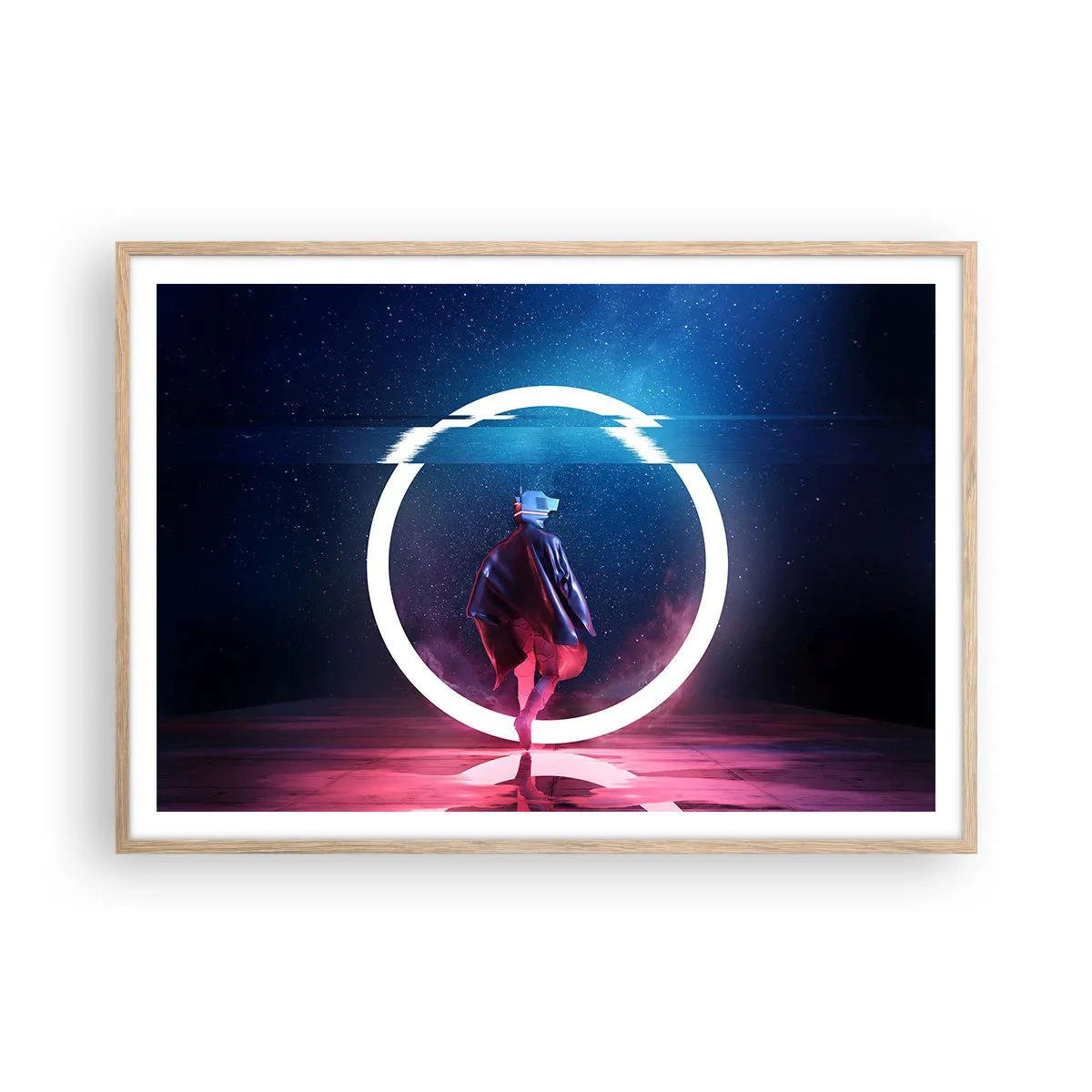 Pôster com moldura de carvalho claro - Entre Mundos - 100x70 cm