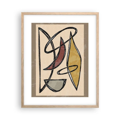 Pôster com moldura de carvalho claro - Composição – arcos e ovais - 40x50 cm