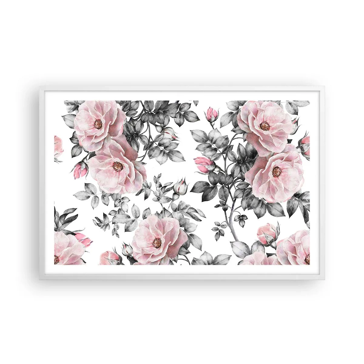 Pôster em moldura branca - Perder-se nas rosas - 91x61 cm