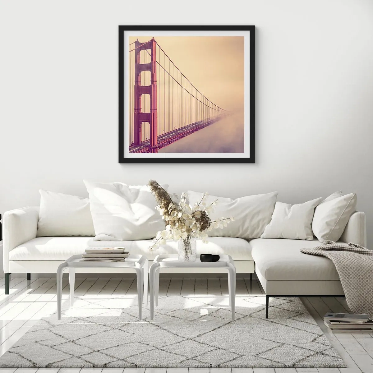 Pôster com moldura preta - Entre o céu e a terra - 50x50 cm