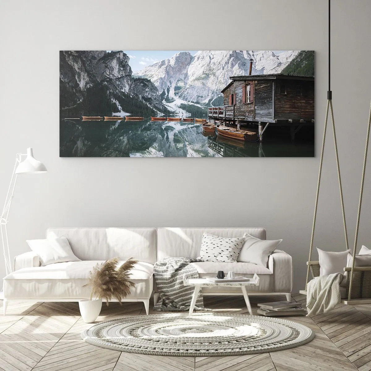 Quadro em vidro - Manhã cristalina nas montanhas - 100x40 cm