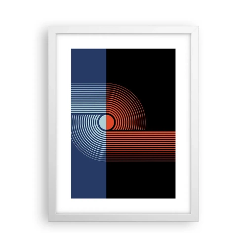 Pôster em moldura branca - Num abraço geométrico - 30x40 cm