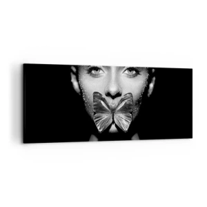 Quadro em tela - O beijo da borboleta - 120x50 cm