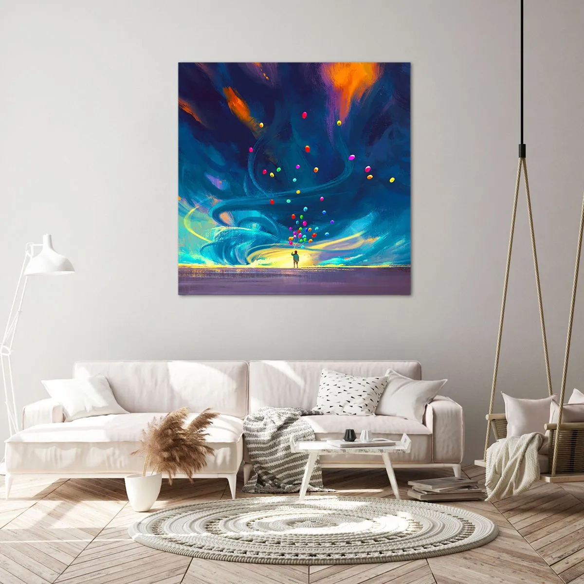 Quadro em tela - Ao vento azul - 30x30 cm