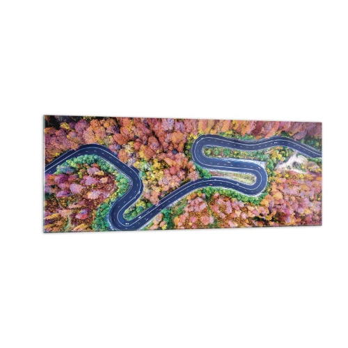 Quadro em vidro - Estrada sinuosa pela floresta - 140x50 cm