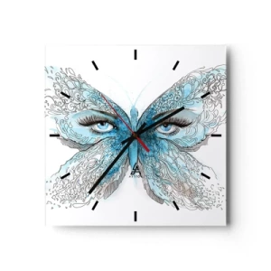 Relógio de parede - Relógio em vidro - Borboleta eros - 30x30 cm