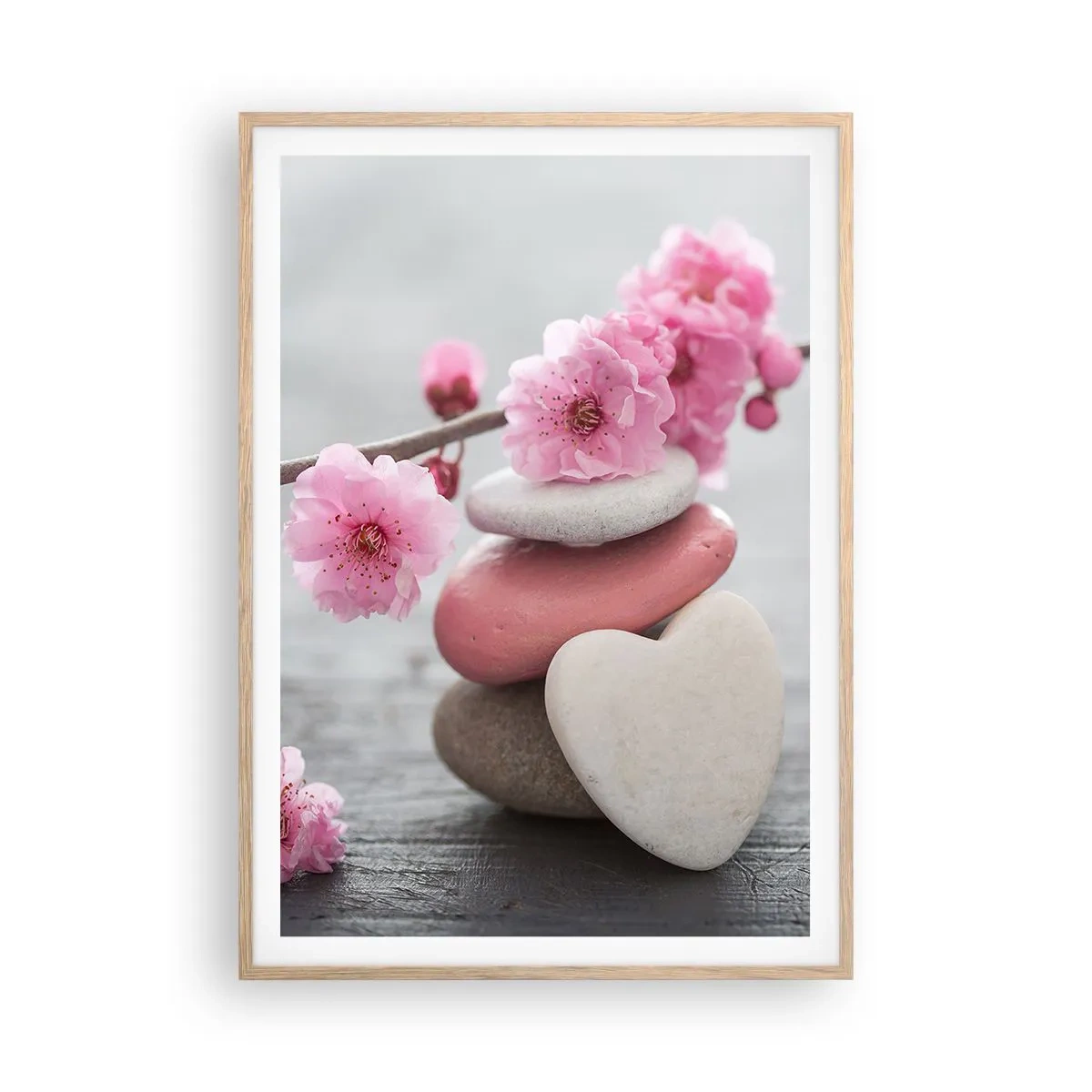 Pôster com moldura de carvalho claro - Flor de cerejeira - 70x100 cm