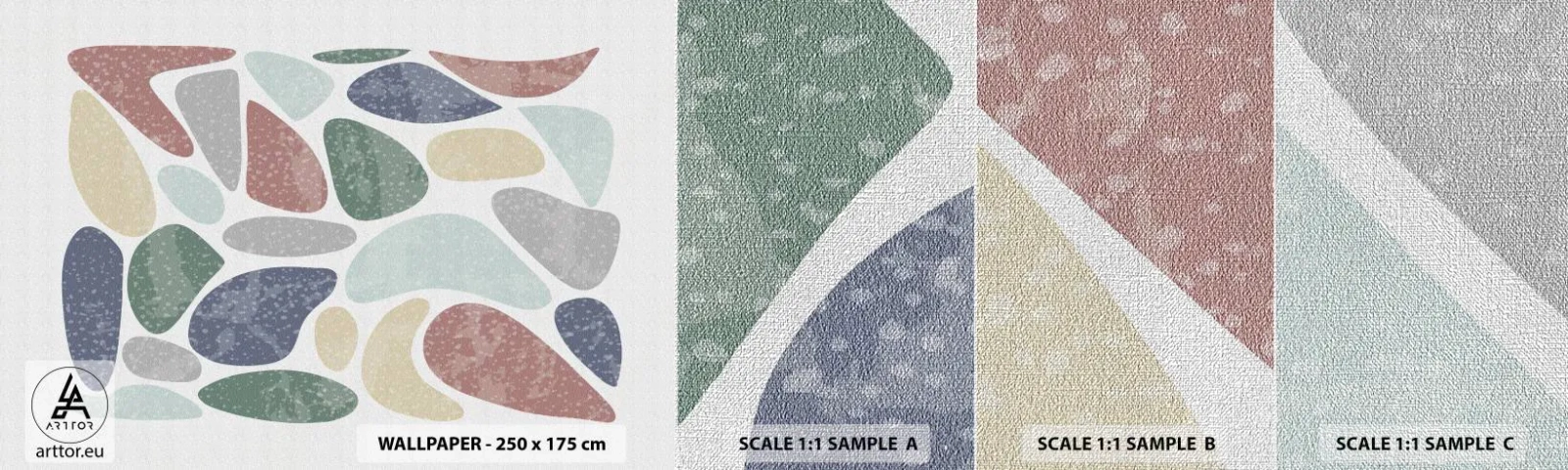 Amostra de papel de parede Premium Canvas - Um mosaico de cores em pó - Minimalismo, Pastel, Boho - 100x30 cm