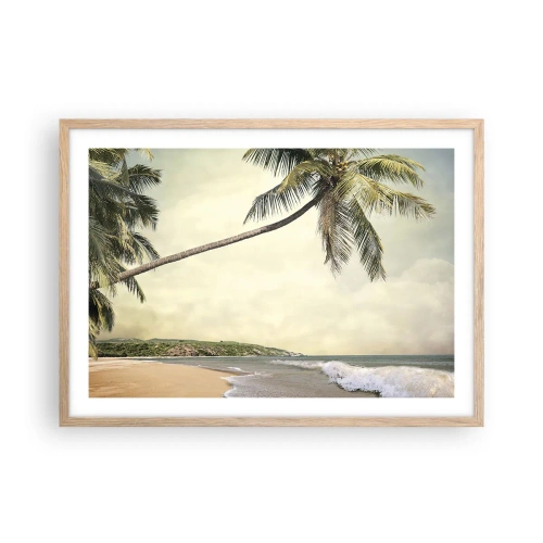 Pôster com moldura de carvalho claro - Sonho tropical - 70x50 cm