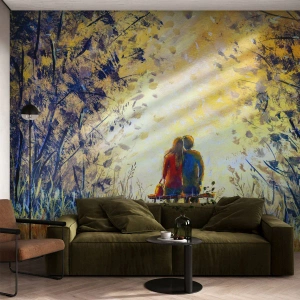 Papel de Parede Premium Sand - Um momento mágico - Casal de namorados, Parque, Natureza - 100x70 cm