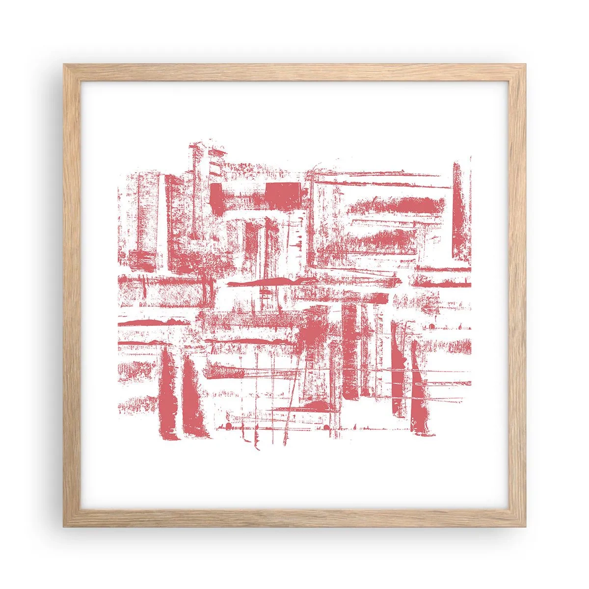 Pôster com moldura de carvalho claro - Cidade Vermelha - 40x40 cm