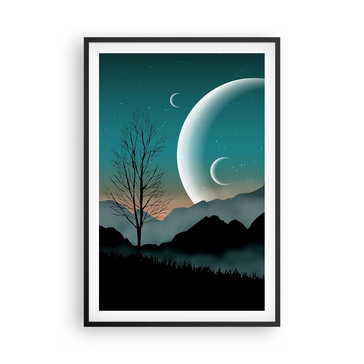 Pôster com moldura preta - Carnaval de uma noite estrelada - 61x91 cm