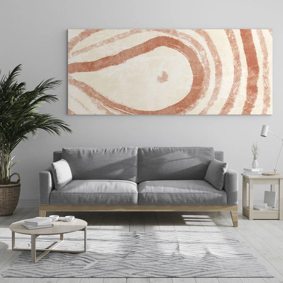 Quadro em vidro - Círculos de coral – composição - 100x40 cm