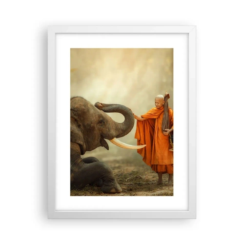 Pôster em moldura branca - Encontro na viagem - 30x40 cm