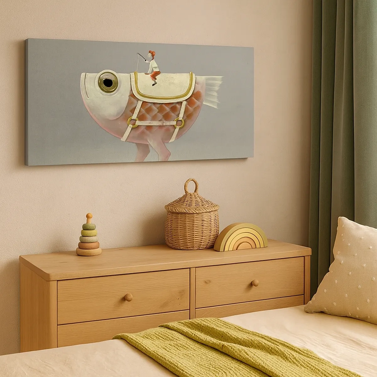 Quadro em tela - O cavaleiro Peixoso - 30x30 cm