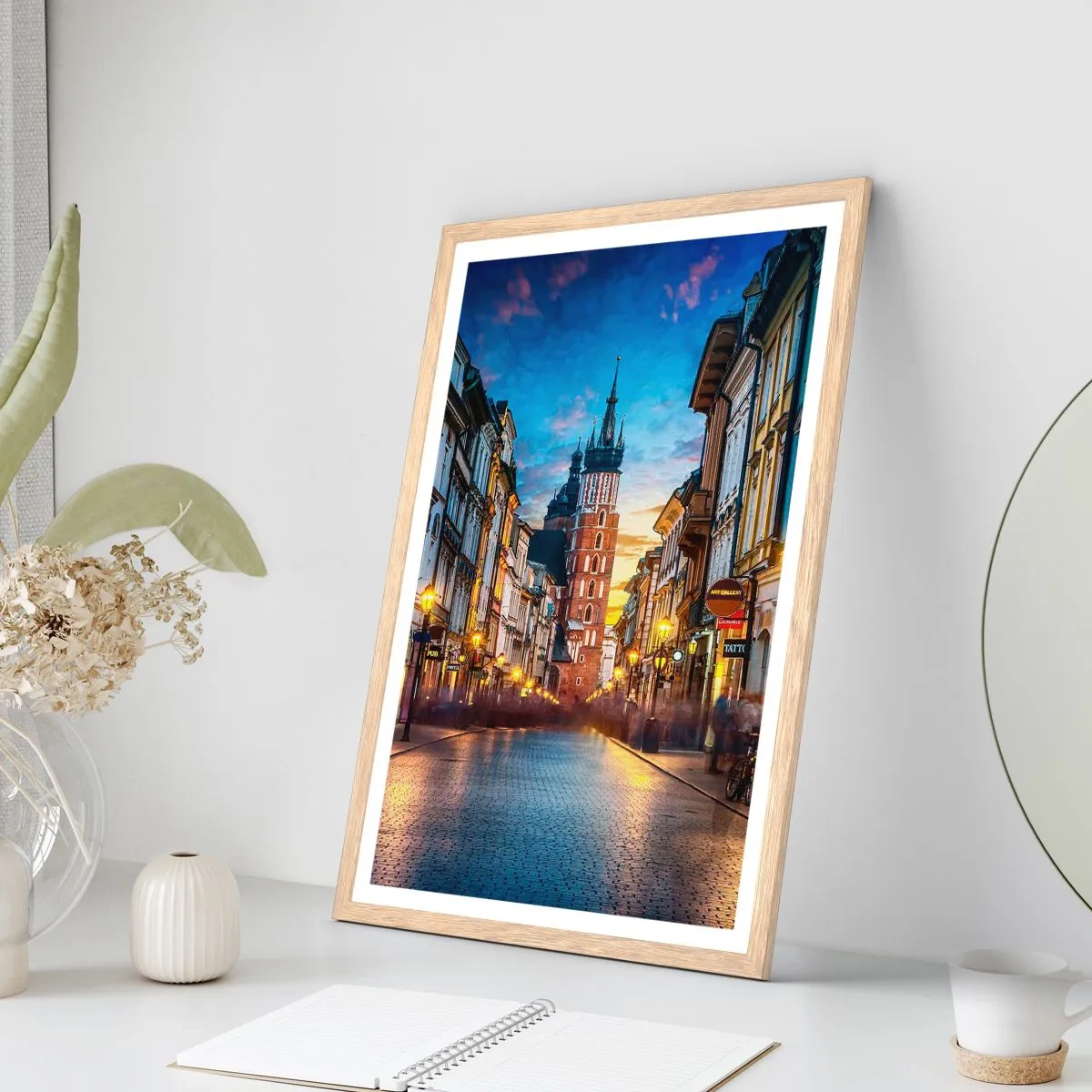 Pôster com moldura de carvalho claro - O charme de Cracóvia - 61x91 cm