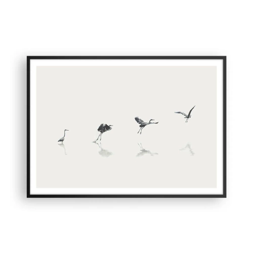 Pôster com moldura preta - Quatro passos simples - 100x70 cm
