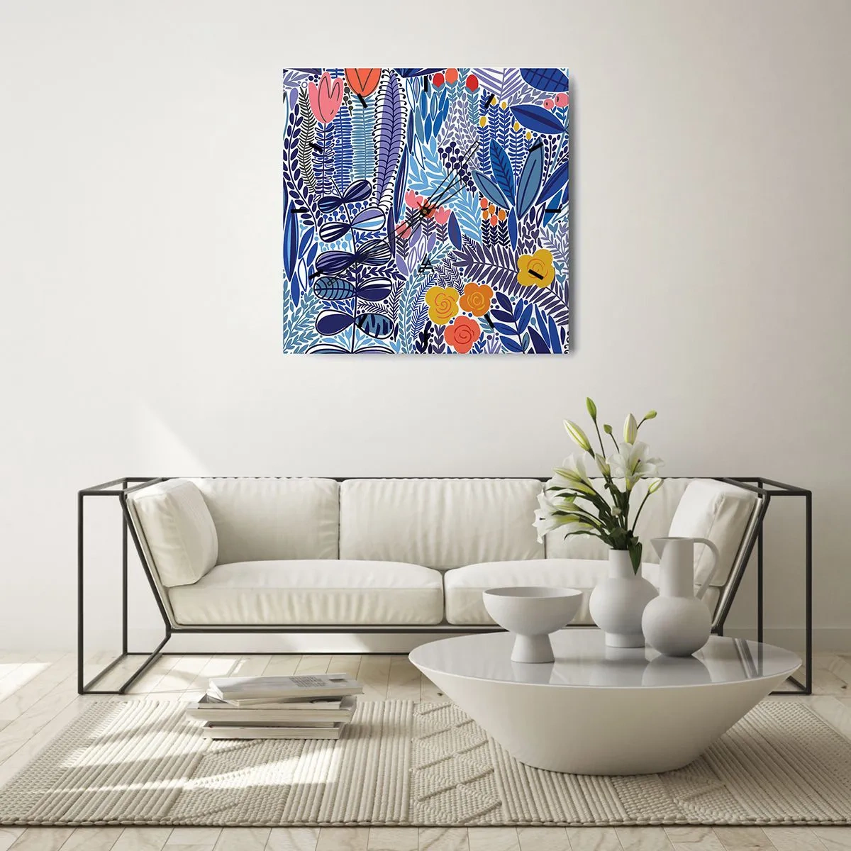 Relógio de parede - Relógio em vidro - Jardim Havaiano - 40x40 cm