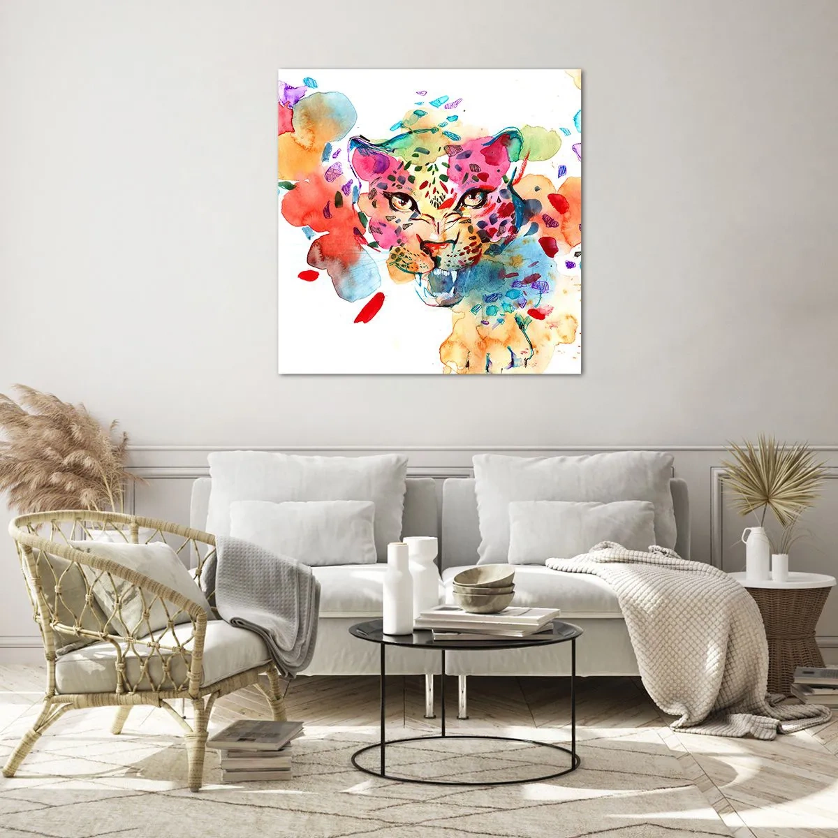 Quadro em vidro - A Bela e a Fera - 50x50 cm