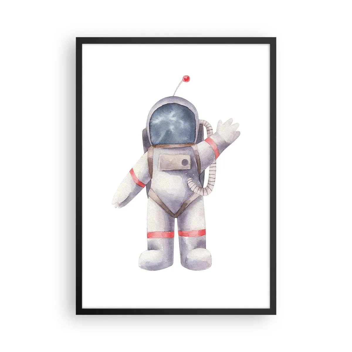 Pôster com moldura preta - Astronauta em aquarela acenando na ilustração espacial - 50x70cm - Por enquanto é isso! - Decoração de parede moderna para a sala de estar e quarto ARTTOR