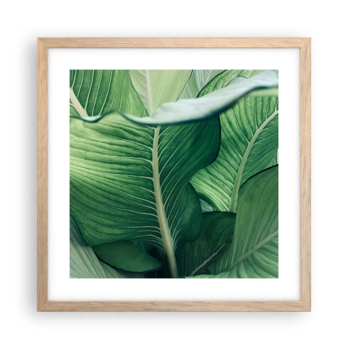 Pôster com moldura de carvalho claro - Vida intensamente verde - 40x40 cm