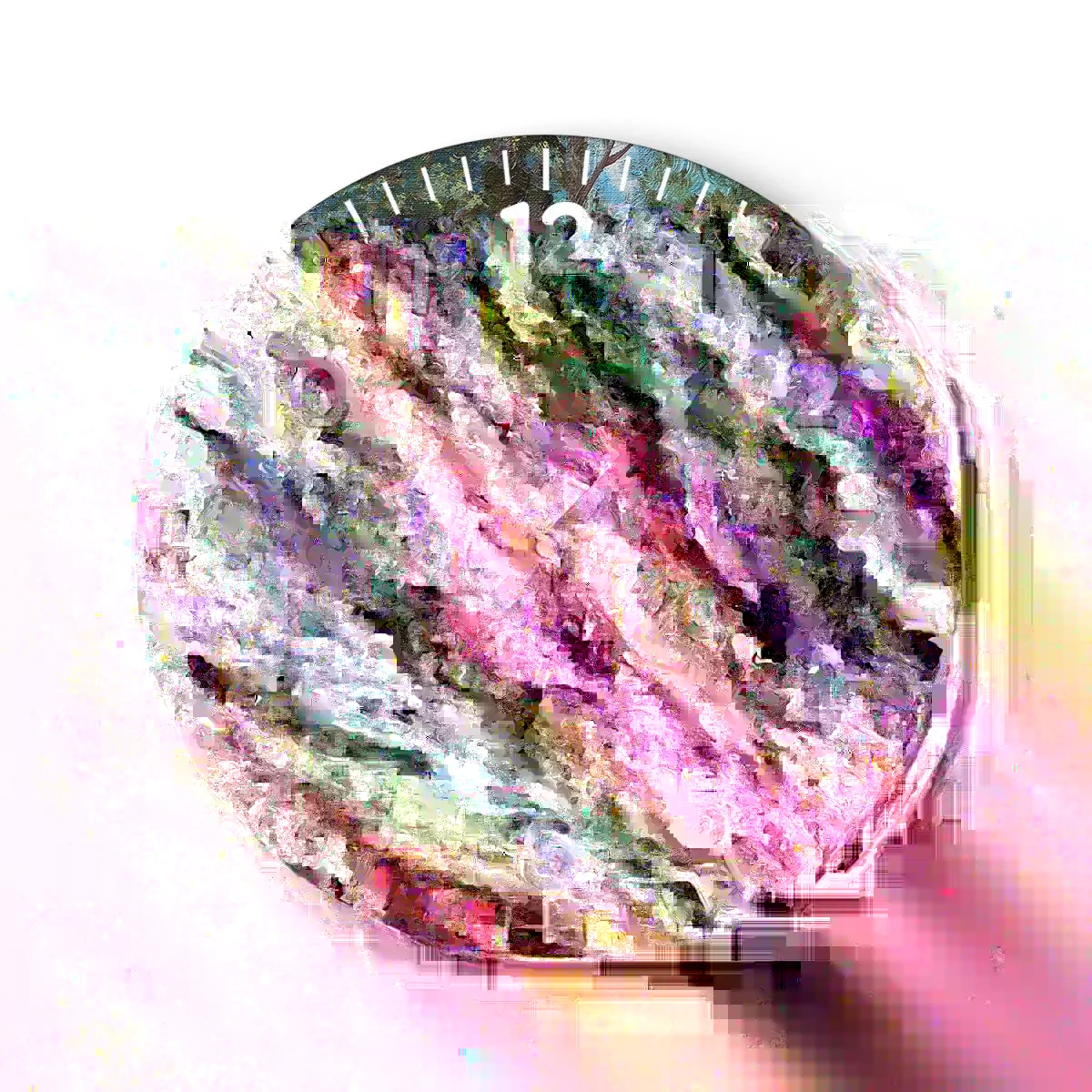 Relógio de parede - Relógio em vidro - Jardim florestal, floresta florida - 30x30 cm