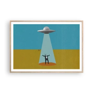 Pôster com moldura de carvalho claro - Encontro próximo - 100x70 cm