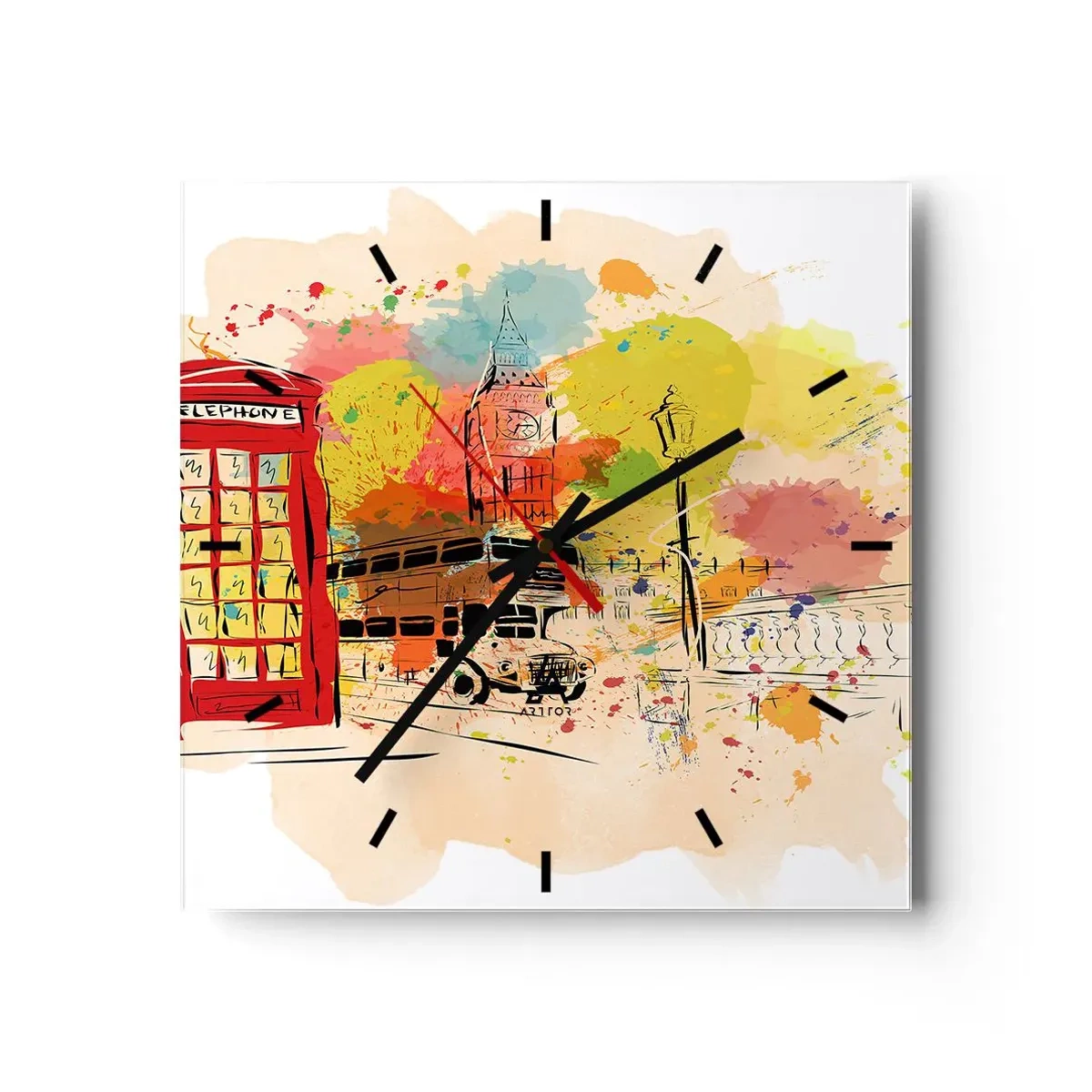 Relógio de parede - Relógio em vidro - A cidade da variedade - 30x30 cm