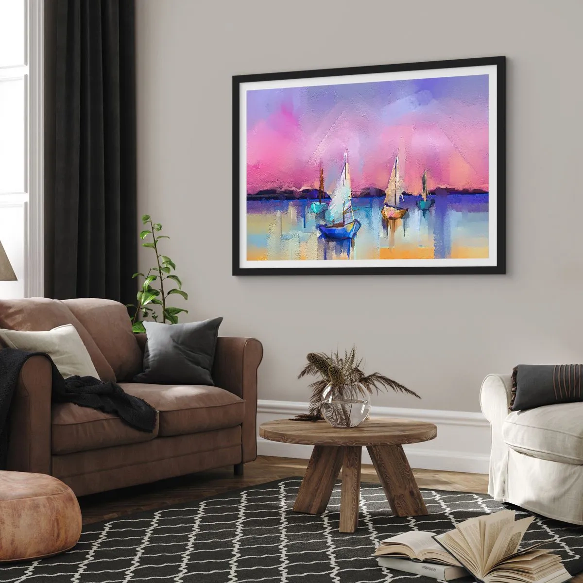 Pôster com moldura preta - Direção: águas largas - 100x70 cm