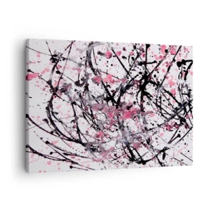 Quadro em tela - Padrão abstrato em tons de rosa, preto e branco - 70x50cm - A natureza fugaz da vida - Decoração de parede moderna para a sala de estar e quarto ARTTOR