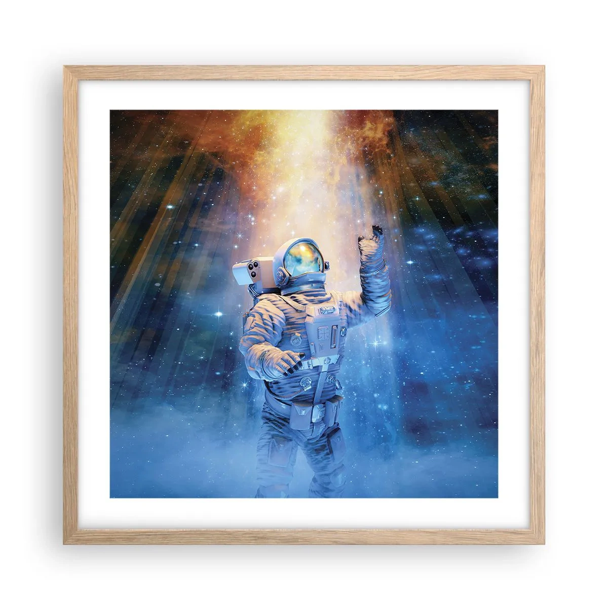 Pôster com moldura de carvalho claro - Finalmente chegamos - 50x50 cm