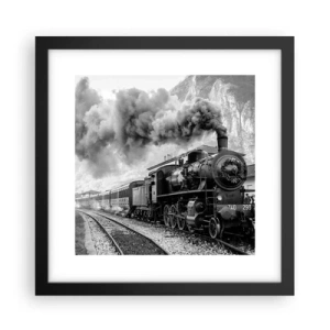 Pôster com moldura preta - À espera na estação... - 30x30 cm